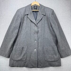 SACHI COLLECTION Womens XL Gray Cashmere Wool Blend Blazer Jacket Made in USA